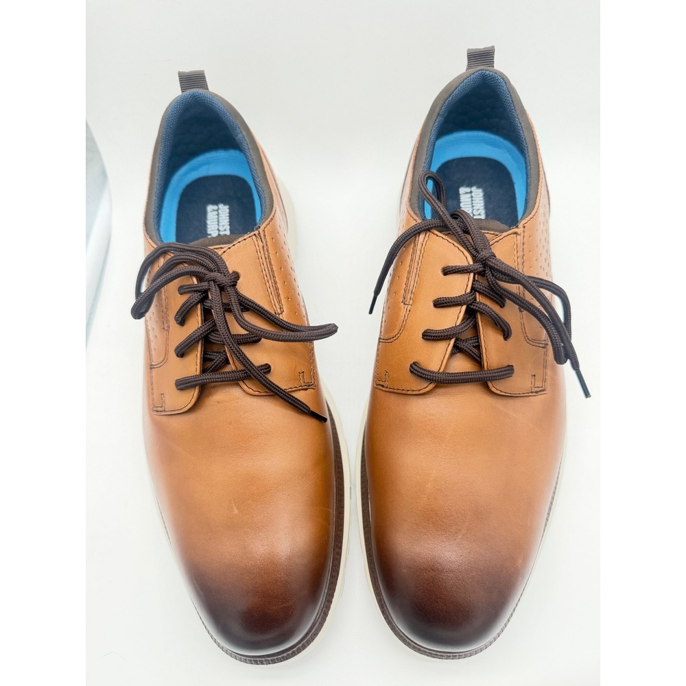 Johnston & Murphy Jenkins Brown Tan Leather Plain Toe Shoes Mens 11M 59-35662 - Picture 2 of 7